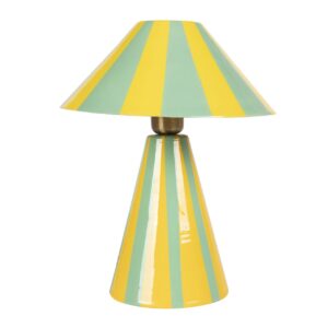Lámpara sobremesa metal amarillo azul 28x28x36 cm