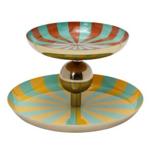 Centro metal naranja verde amarillo 21x21x10 cm