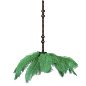 Lámpara techo plumas verdes 62x62x174 cm