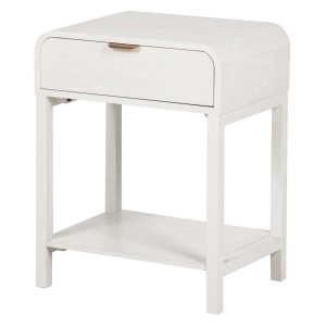 Mesita MDF pino blanco dorado 48x36x61 cm