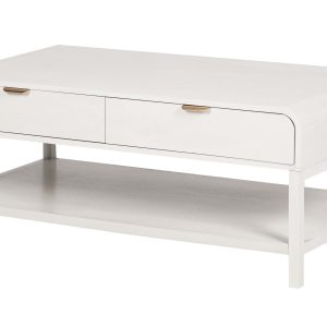 Mesa de centro pino MDF blanco 110x60x40 cm