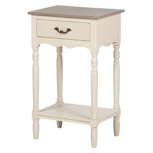 Mesita de noche 1 cajón pino MDF beige 45x35x75 cm