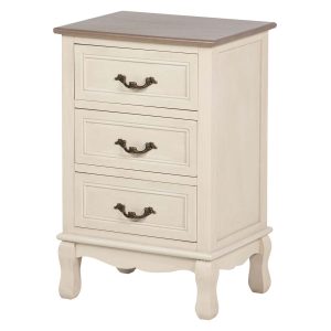 Mesita de noche pino MDF beige 43x33x66 cm