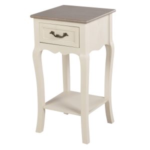 Mesita de noche 1 cajón pino MDF beige 35x35x69 cm