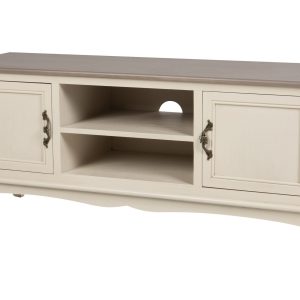 Mueble tv pino MDF beige marrón 120x40x50 cm