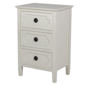 Mesita 3 cajones pino MDF blanco 48x40x66 cm