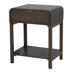 Mesita 1 cajón pino MDF marrón 48x36x61 cm
