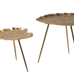 Set 2 mesas metal dorado 61x59x52 51x49x41 cm