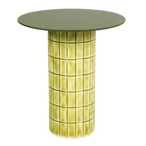 Mesa auxiliar metal cristal verde 45x45x50 cm