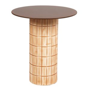 Mesa auxiliar metal cristal terracota 45x45x50 cm