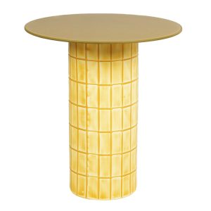 Mesa auxiliar metal cristal amarillo 45x45x50 cm