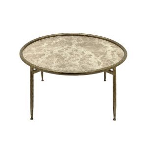 Mesa de centro metal mármol marrón 80x80x46 cm