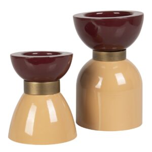 Set 2 candelabros metal 12x12x19 11x11x14 cm
