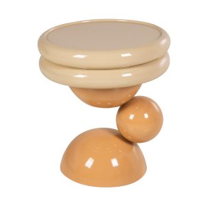 Mesa auxiliar metal beige naranja 41x41x47 cm