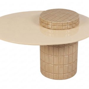 Mesa auxiliar metal beige 80x80x49 cm