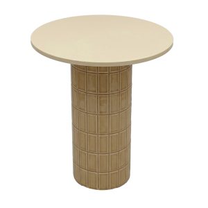 Mesa auxiliar metal cristal beige 45x45x50 cm