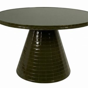Mesa comedor metal cristal verde 120x120x75