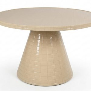 Mesa comedor metal cristal beige 120x120x75 cm