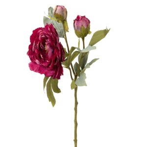 Flor peonia poliéster rosa 20x20x66 cm
