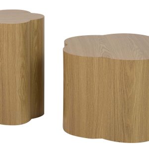 Set 2 mesas MDF marrón 59x59x41 40x40x52 cm