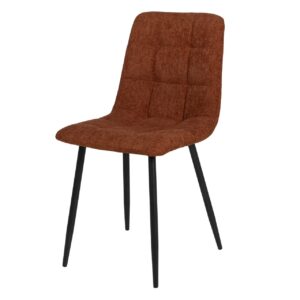 Silla metal negro chenilla terracota 48x56x80 cm
