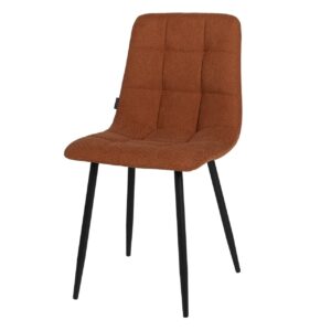 Silla metal negro chenilla naranja 48x56x80 cm