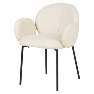 Silla metal chenilla beige 59x62x80 cm