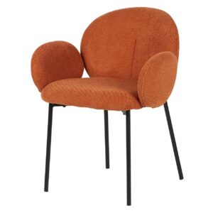 Silla metal negro chenilla naranja 59x62x80 cm