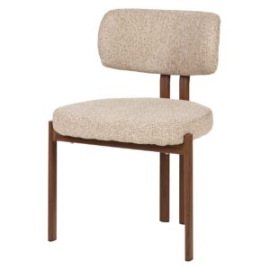 Silla metal marrón chenilla beige 56x56x82 cm