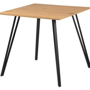 Mesa de comedor MDF metal marrón negro 80x80x70 cm