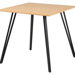 Mesa de comedor MDF metal marrón negro 80x80x75 cm