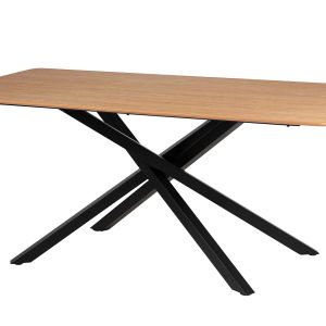 Mesa de comedor MDF metal marrón negro 160x90x75 cm