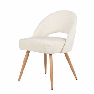 Silla metal marrón chenilla beige 58x52x81 cm