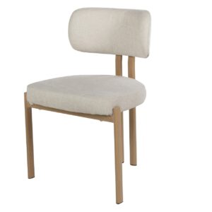 Silla metal marrón chenilla beige 55x57x82 cm