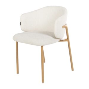 Silla metal marrón chenilla beige 55x57x79 cm