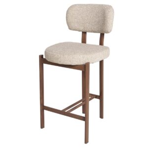 Taburete cocina metal chenilla beige 56x56x92 cm