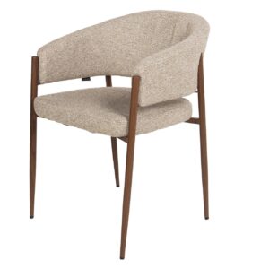 Silla metal marrón chenilla beige 60x56x79 cm