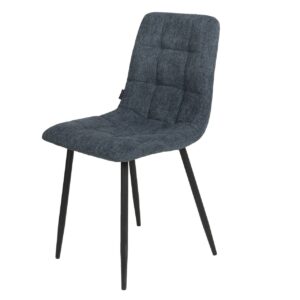 Silla metal negro chenilla azul 44x55x88 cm