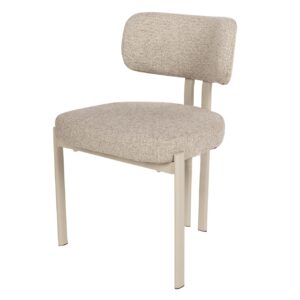 Silla metal beige chenilla marrón 56x56x82 cm