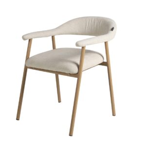 Silla metal marrón lino beige 60x57x79 cm