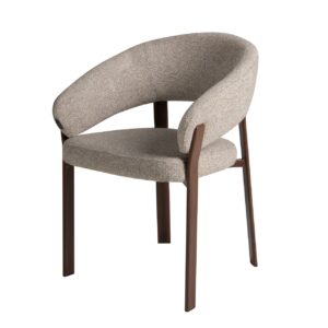 Silla metal marrón chenilla beige 60x57x79 cm