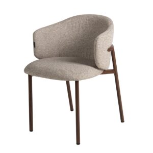 Silla metal marrón chenilla beige 57x56x80 cm