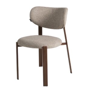 Silla metal marrón chenilla beige 57x56x80 cm