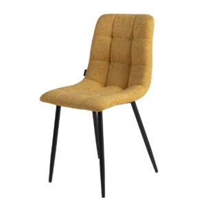 Silla metal negro chenilla amarilla 48x56x80 cm