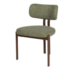 Silla metal marrón chenilla verde 56x56x82 cm