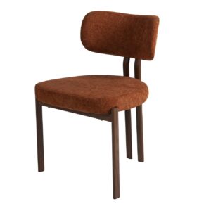 Silla metal marrón chenilla roja 56x56x82 cm