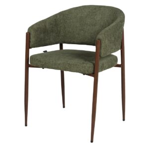Silla metal marrón chenilla verde 60x56x79 cm