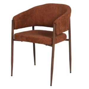 Silla metal marrón chenilla rojo 60x56x79 cm