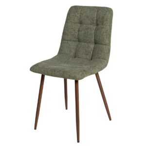 Silla chenilla verd metal efecto madera 48x56x80 cm