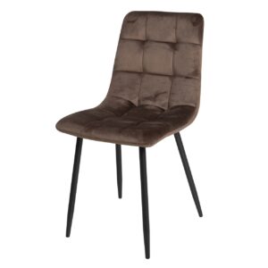 Silla metal negro velvet marrón 48x56x80 cm